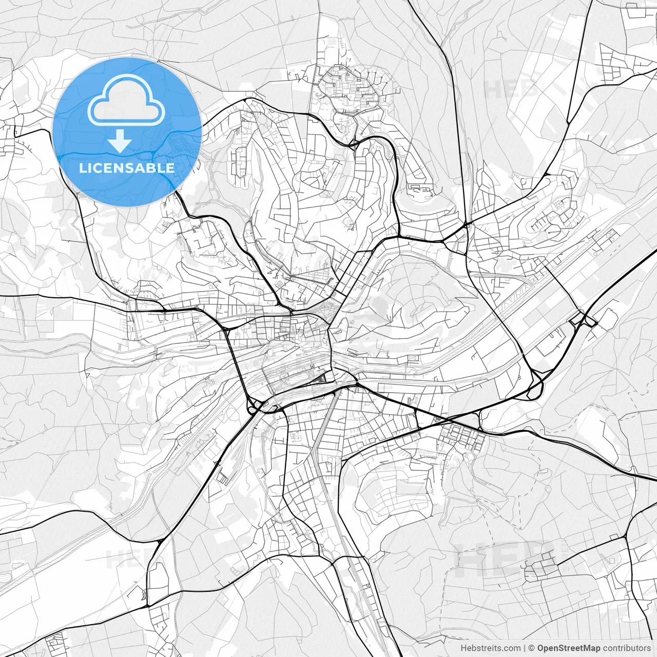 Vector PDF map of Tubingen, Germany