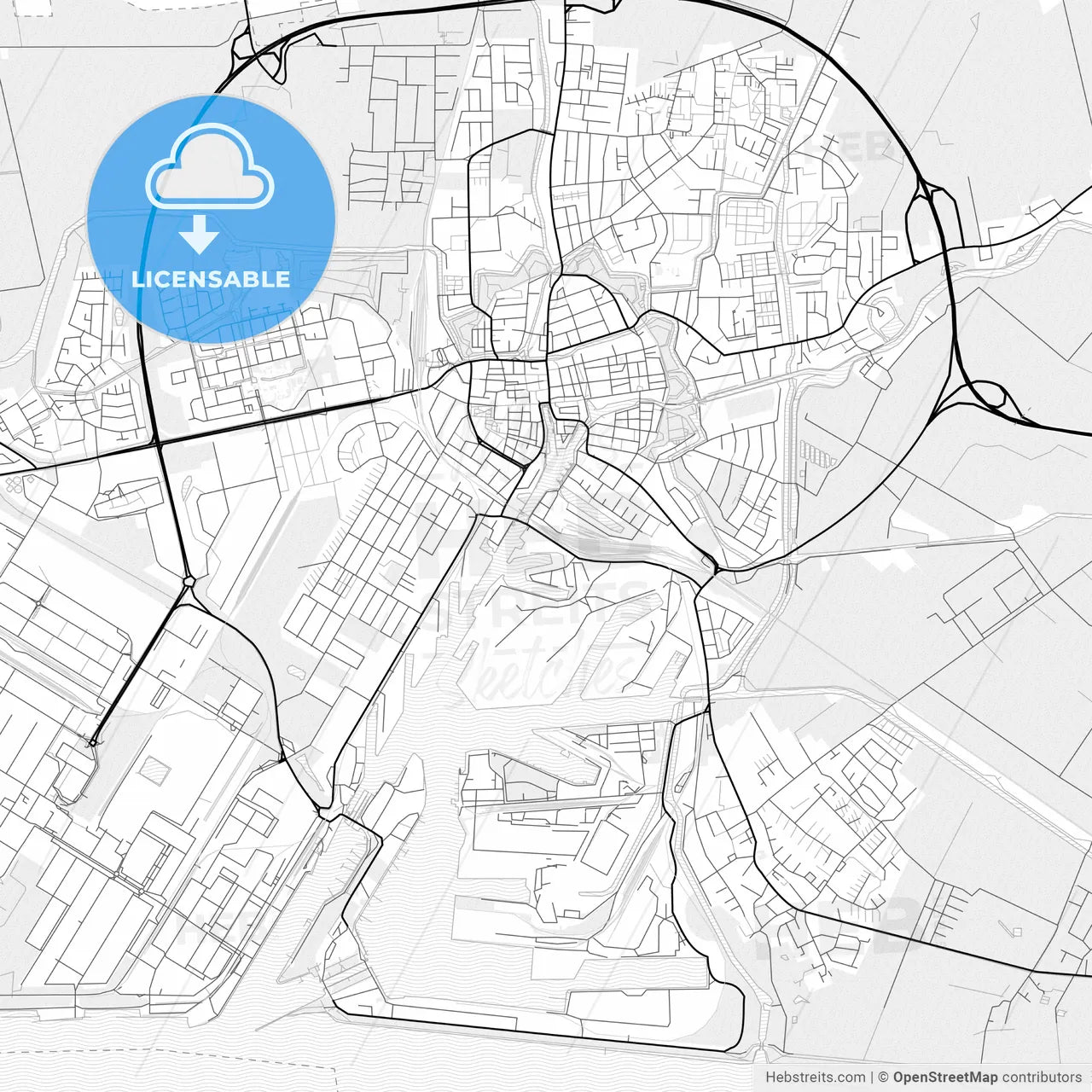 Vector PDF map of Emden, Germany