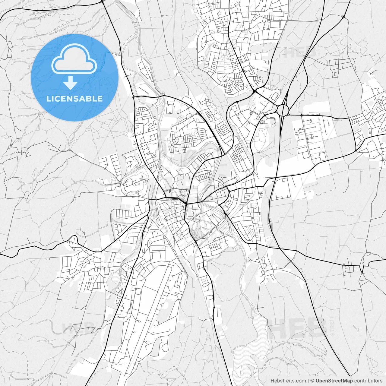 Vector PDF map of Kaufbeuren, Germany