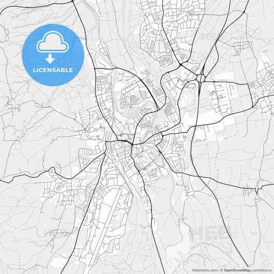 Vector PDF map of Kaufbeuren, Germany