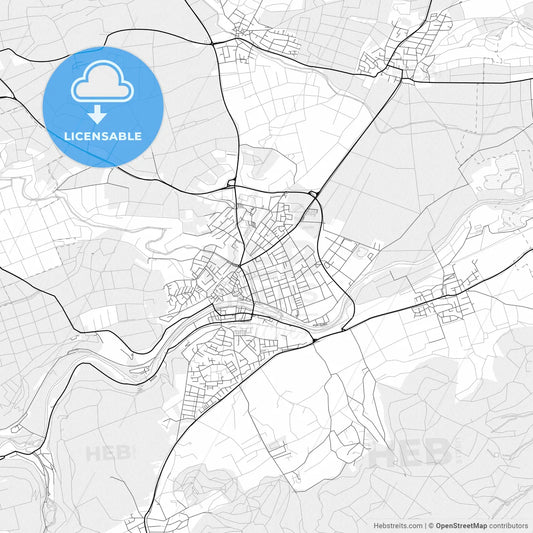 Vector PDF map of Rottenburg am Neckar, Germany