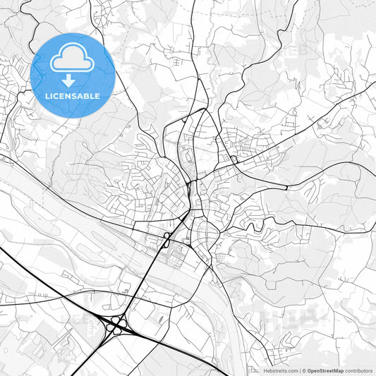 Vector PDF map of Deggendorf, Germany