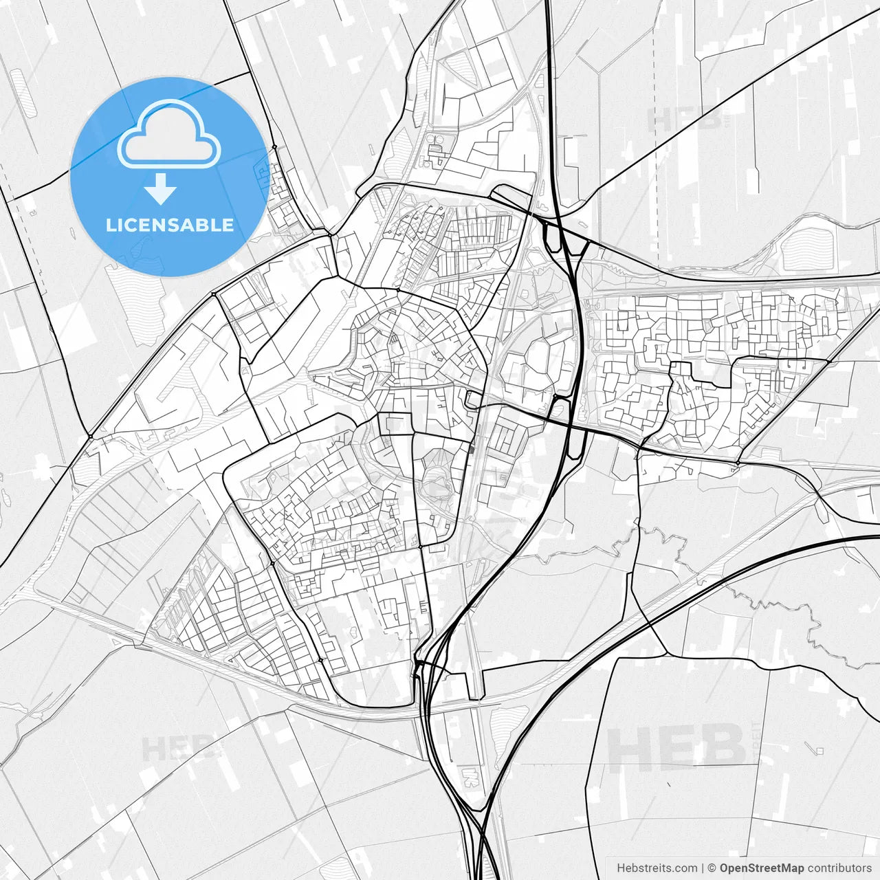 Vector PDF map of Meppel, Netherlands