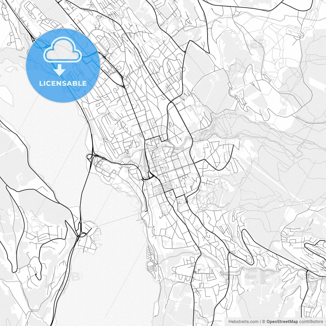 Vector PDF map of Lillehammer, Norway