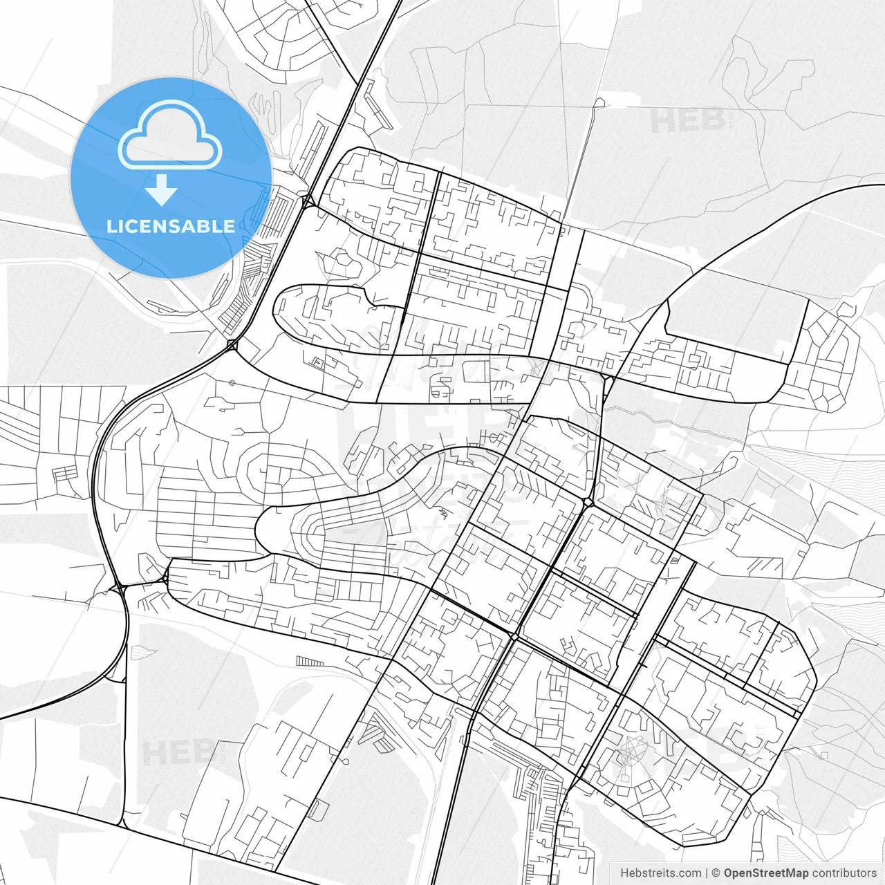 Vector PDF map of Bratsk, Russia