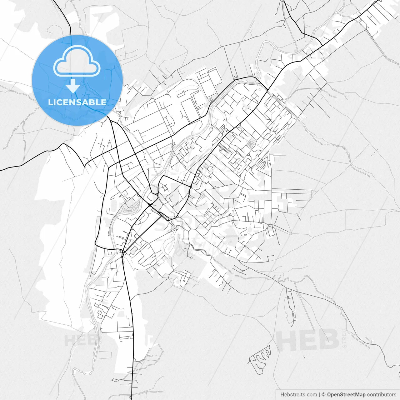 Vector PDF map of Odorheiu Secuiesc, Romania