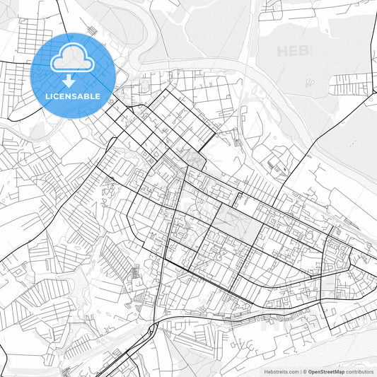 Vector PDF map of Kolomna, Russia