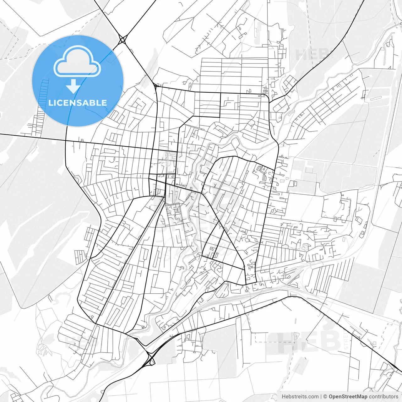 Vector PDF map of Krymsk, Russia