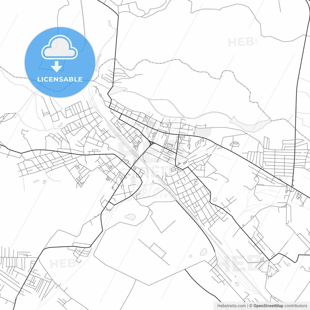 Vector PDF map of Belogorsk, Russia