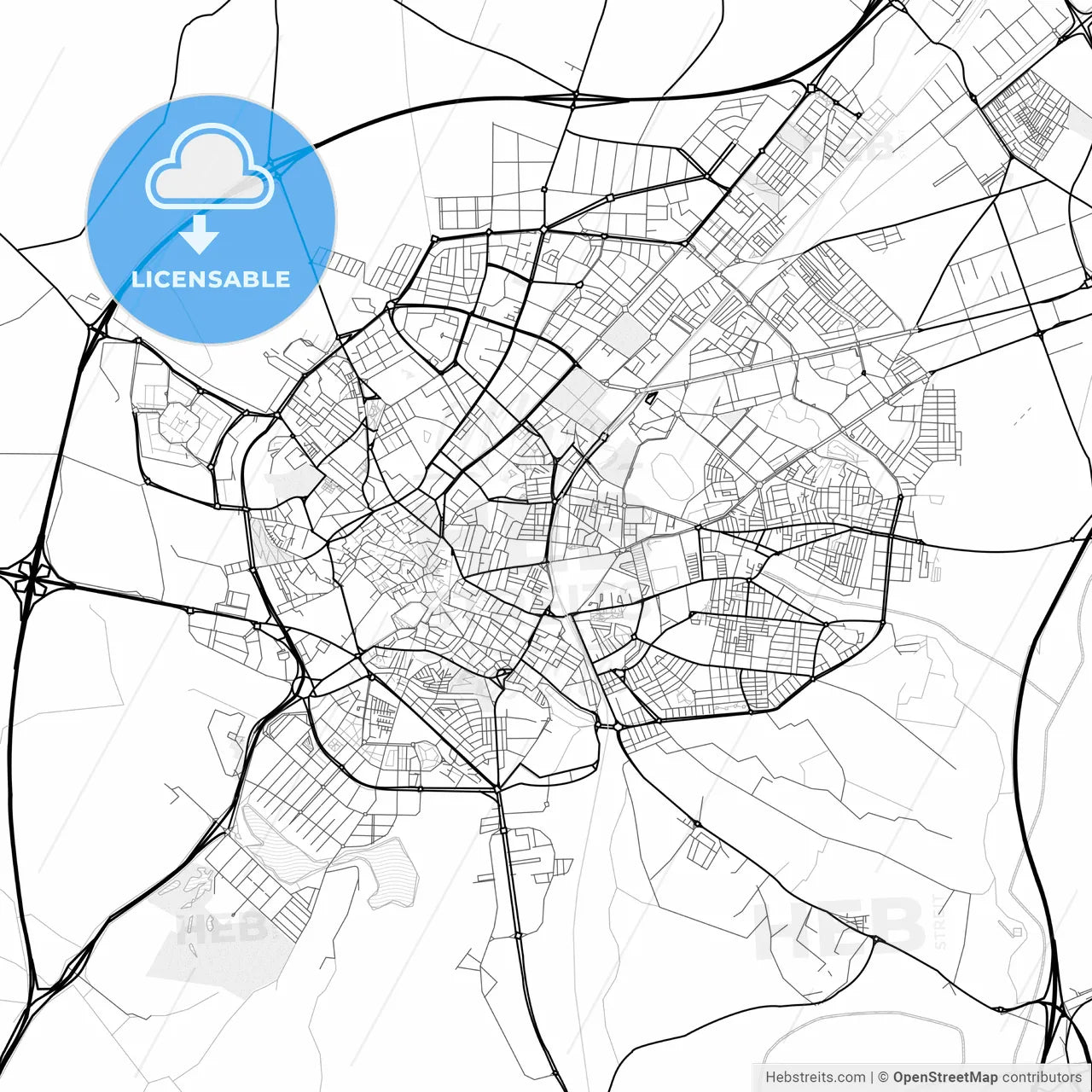 Vector PDF map of Jerez de la Frontera, Spain