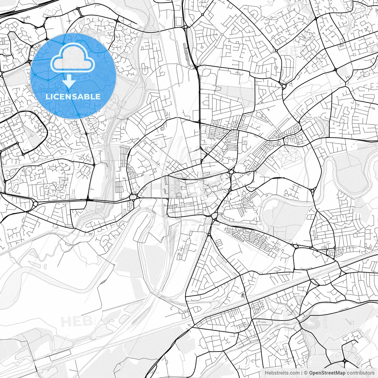 Vector PDF map of Warrington, England