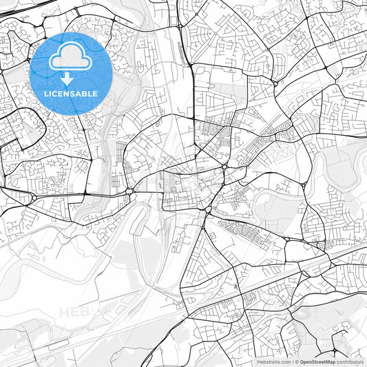 Vector PDF map of Warrington, England