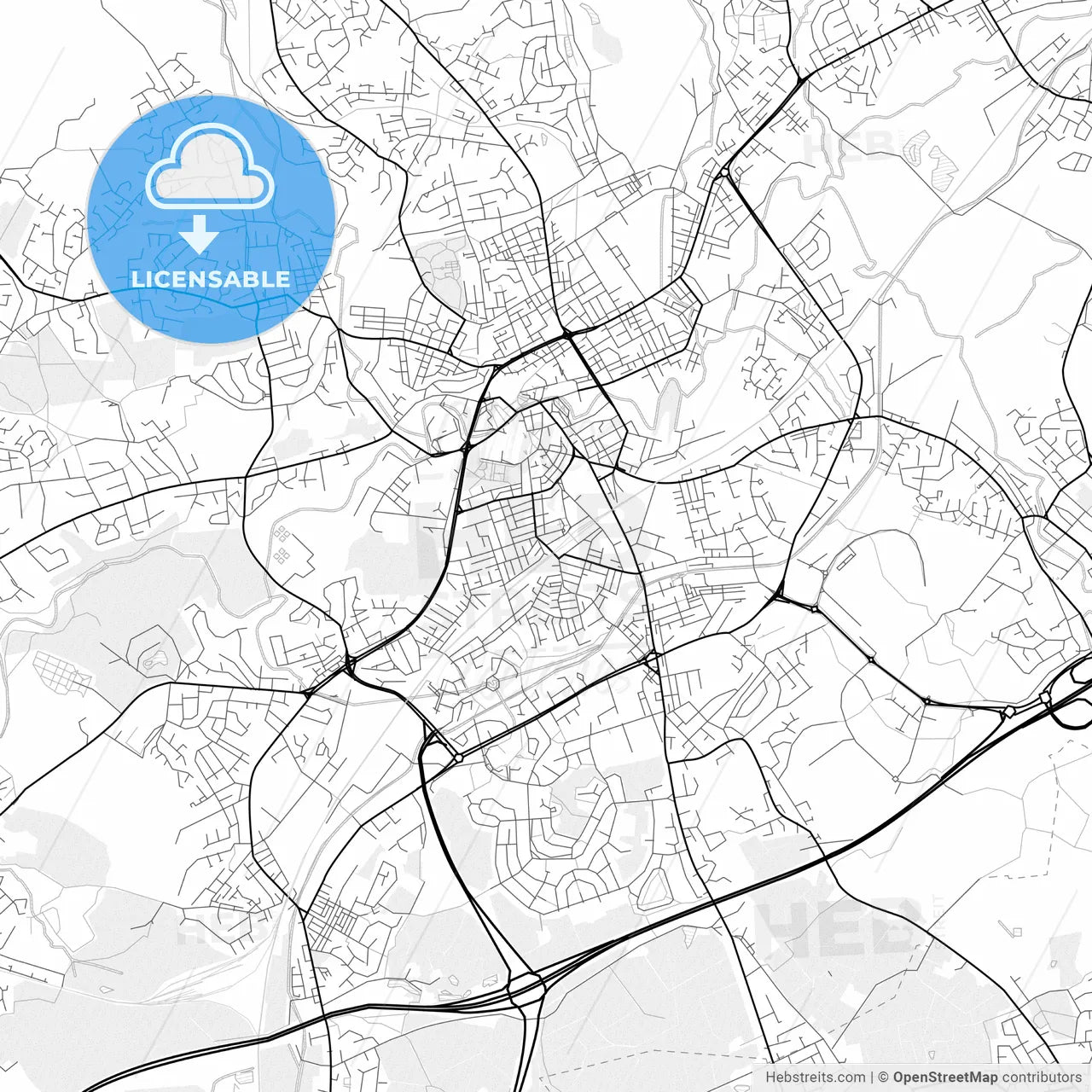 Vector PDF map of Rochdale, England