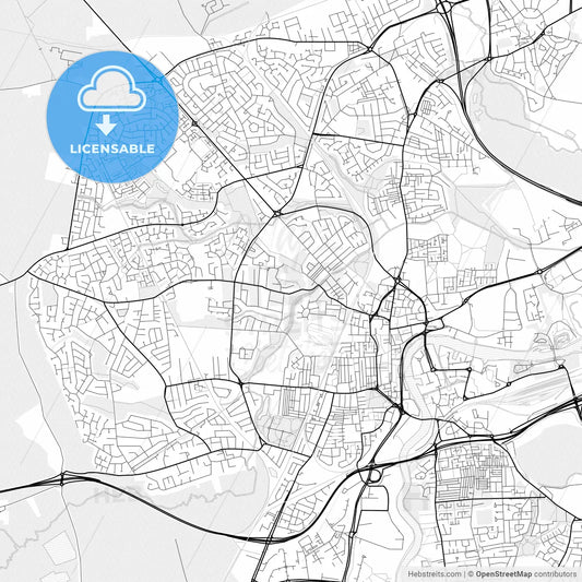 Vector PDF map of Stockton-on-Tees, England