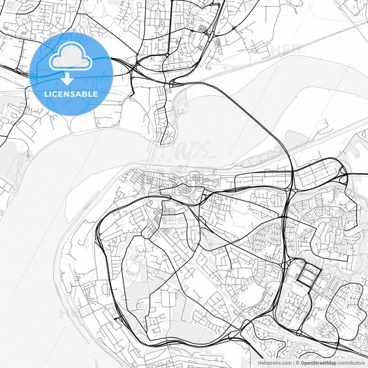 Vector PDF map of Runcorn, England