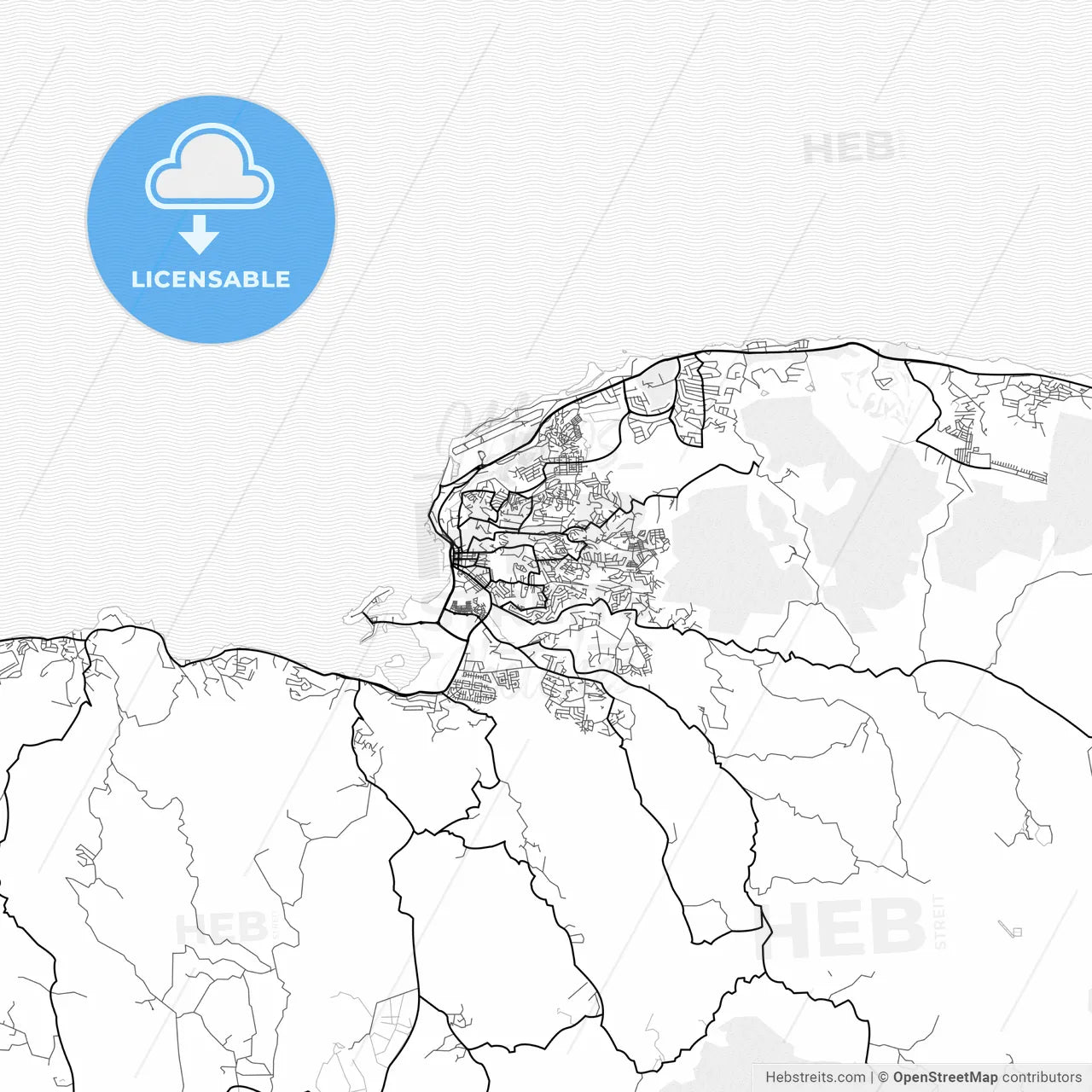 Vector PDF map of Montego Bay, Jamaica
