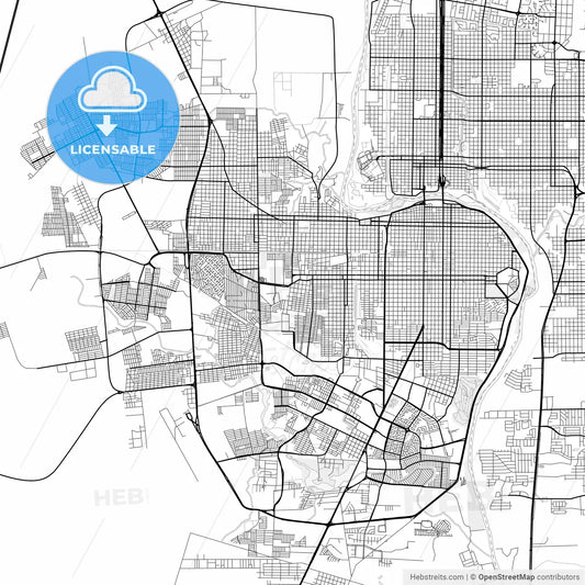 Vector PDF map of Nuevo Laredo, Mexico