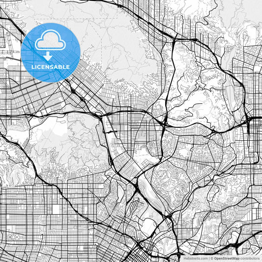Vector PDF map of Glendale, California, United States