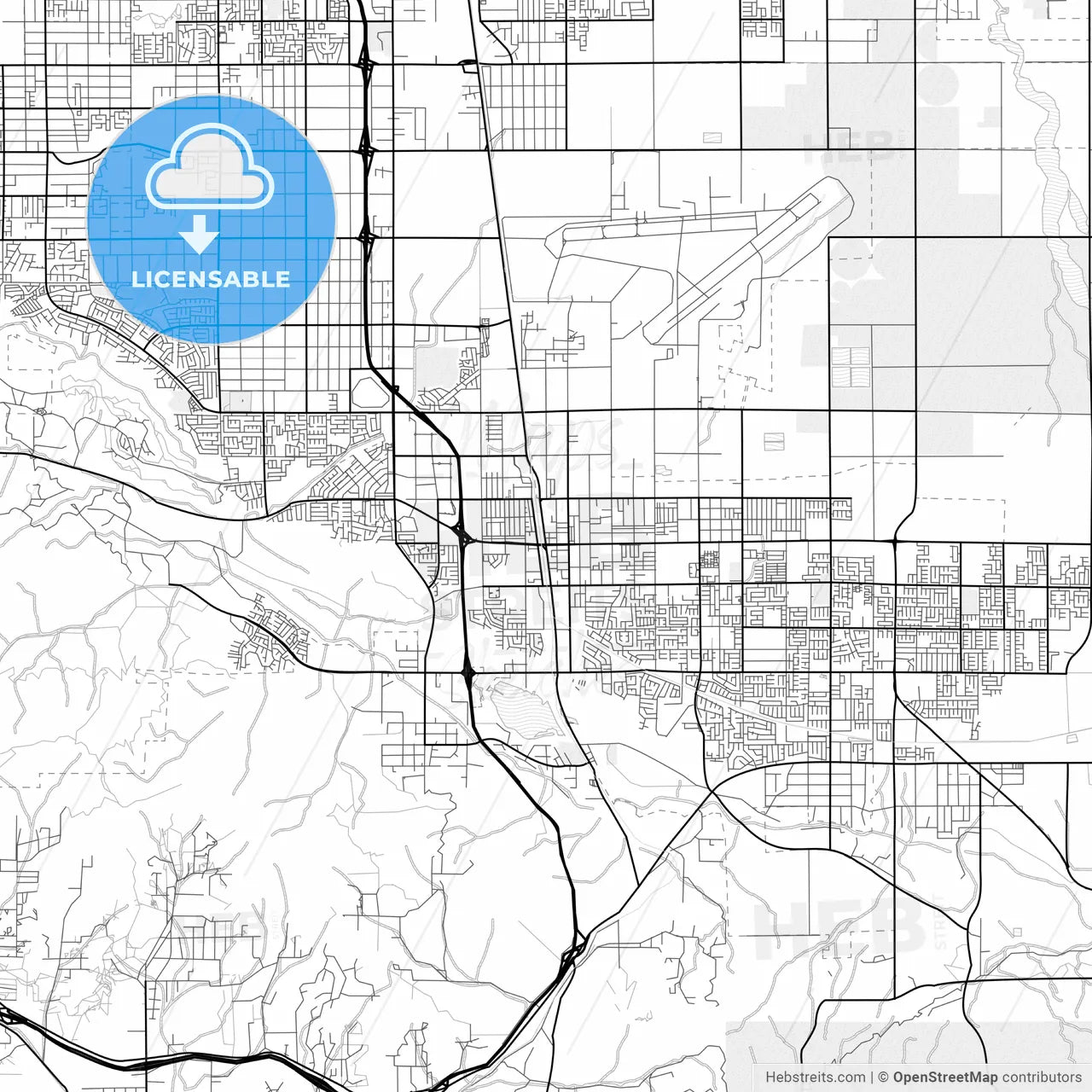 Vector PDF map of Palmdale, California, United States