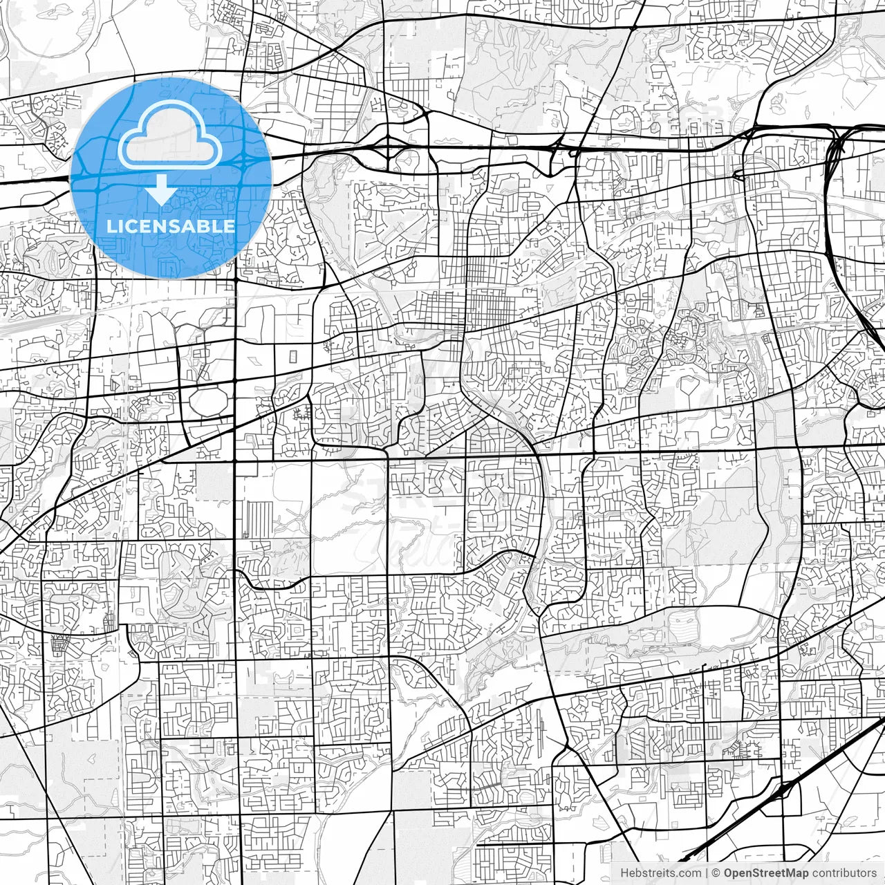 Vector PDF map of Naperville, Illinois, United States