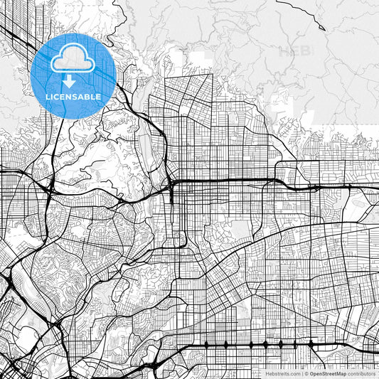 Vector PDF map of Pasadena, California, United States