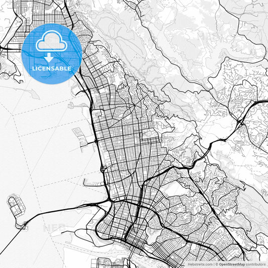 Vector PDF map of Berkeley, California, United States