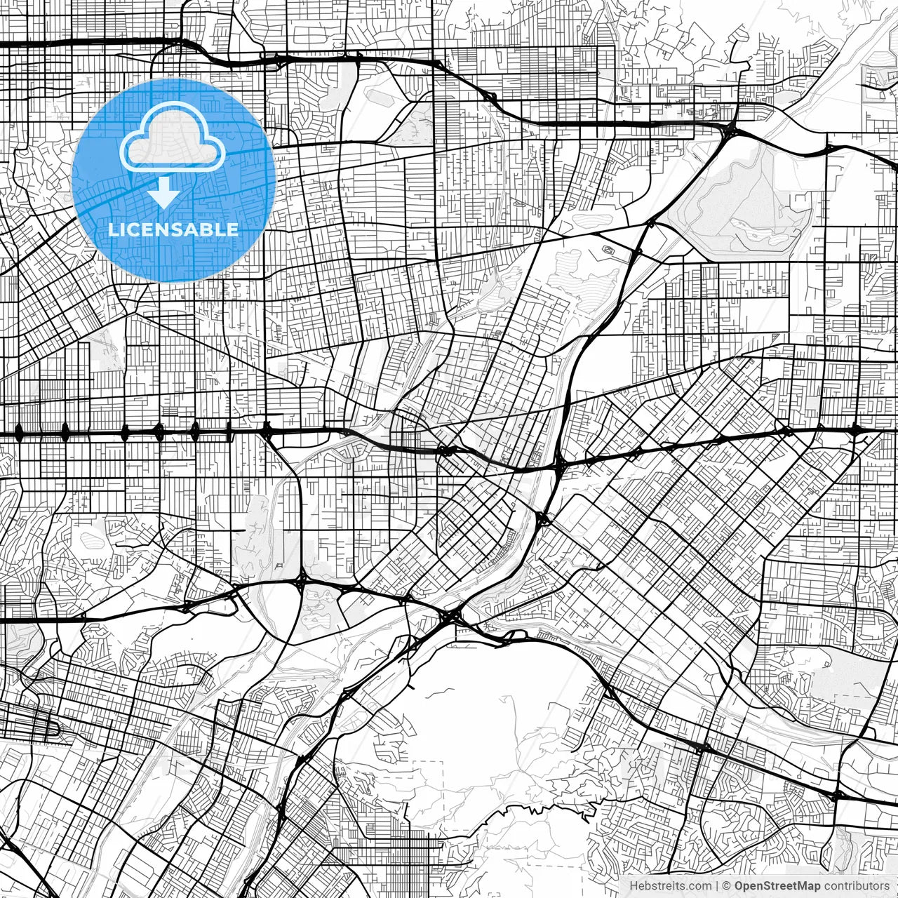 Vector PDF map of El Monte, California, United States