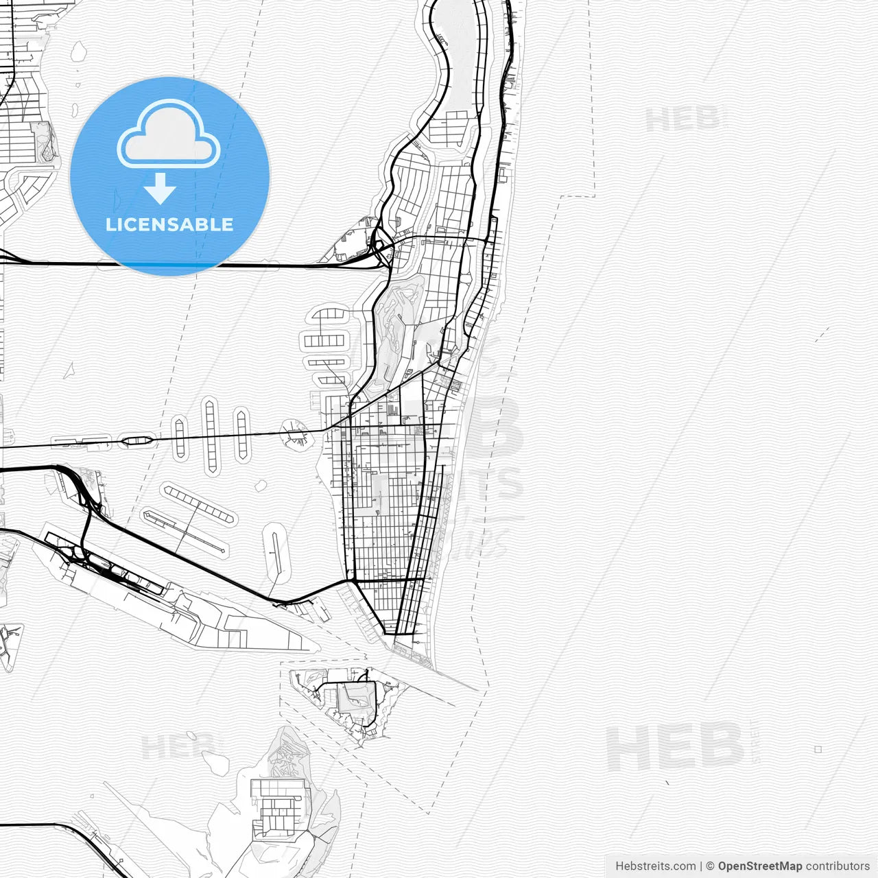Vector PDF map of Miami Beach, Florida, United States