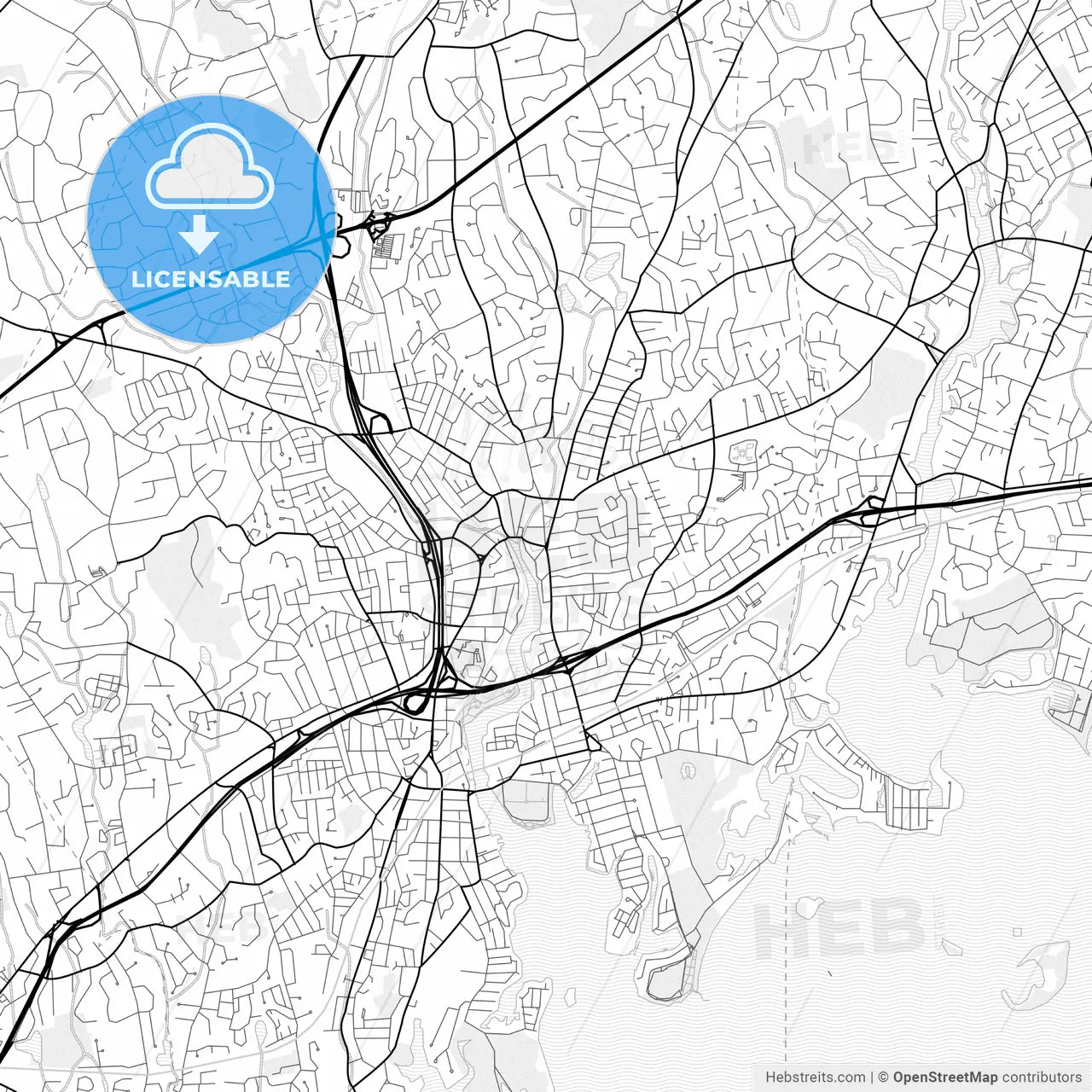 Vector PDF map of Norwalk, Connecticut, United States