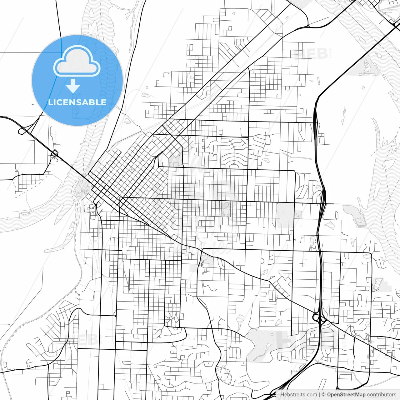 Vector PDF map of Fort Smith, Arkansas, United States