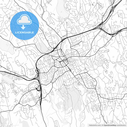 Vector PDF map of Danbury, Connecticut, United States