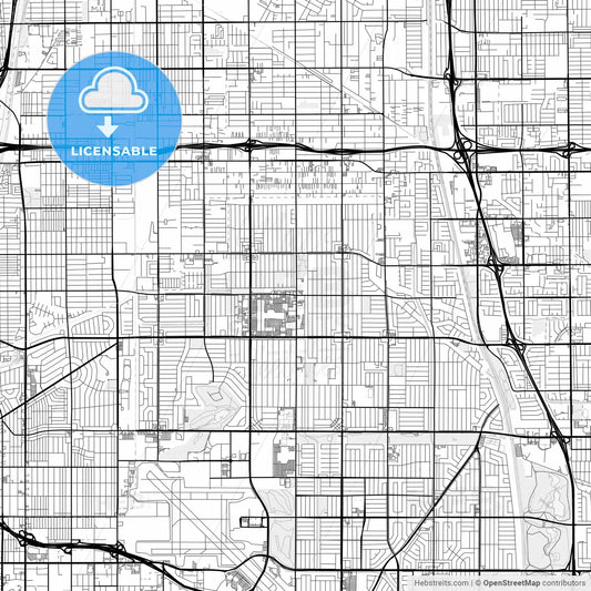 Vector PDF map of Lakewood, California, United States