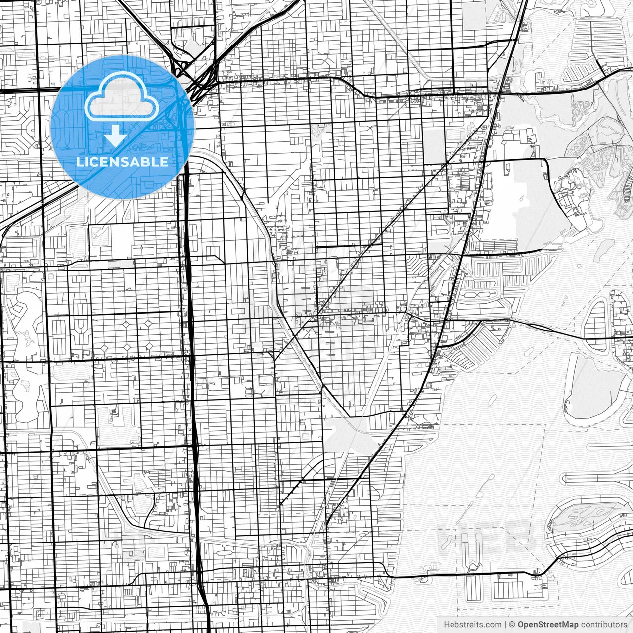 Vector PDF map of North Miami, Florida, United States