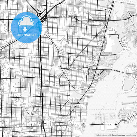 Vector PDF map of North Miami, Florida, United States