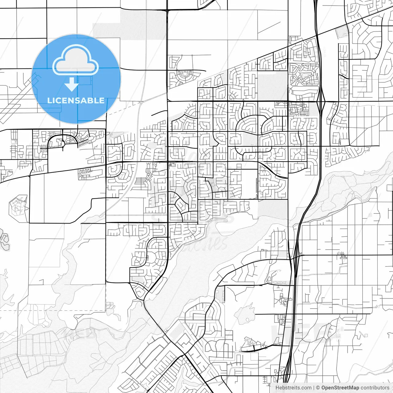 Vector PDF map of Eastvale, California, United States