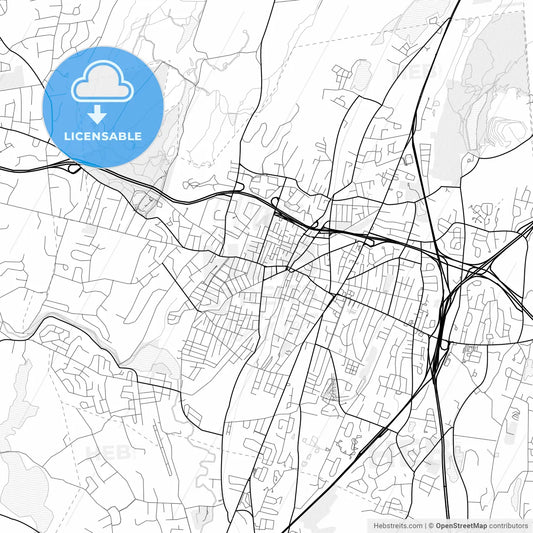 Vector PDF map of Meriden, Connecticut, United States