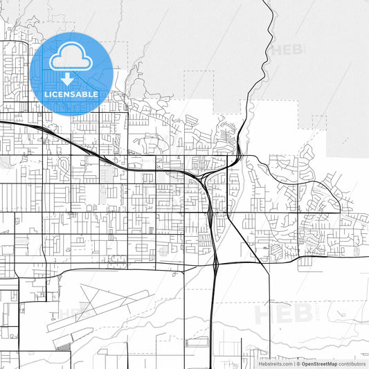 Vector PDF map of Highland, California, United States