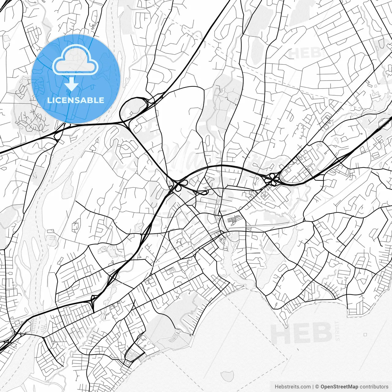 Vector PDF map of Milford, Connecticut, United States