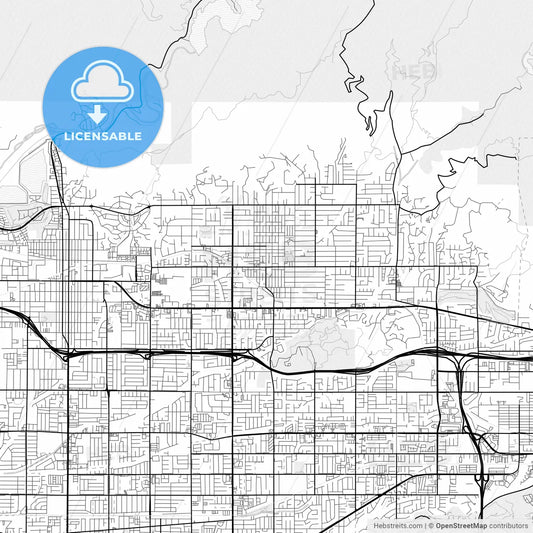 Vector PDF map of Glendora, California, United States