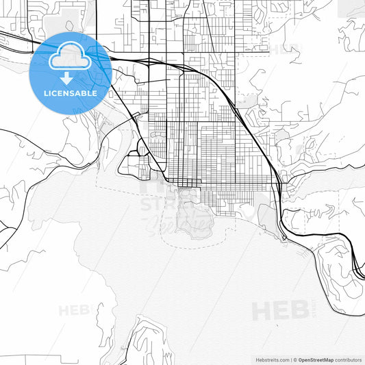 Vector PDF map of Coeur d Alene, Idaho, United States
