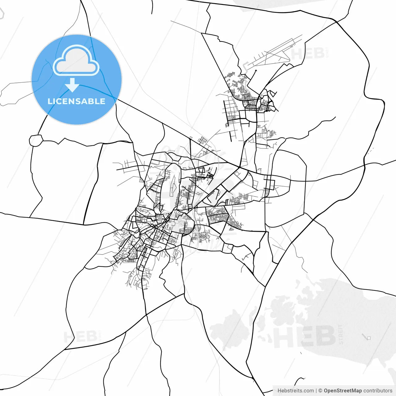 Vector PDF map of Gwalior, India