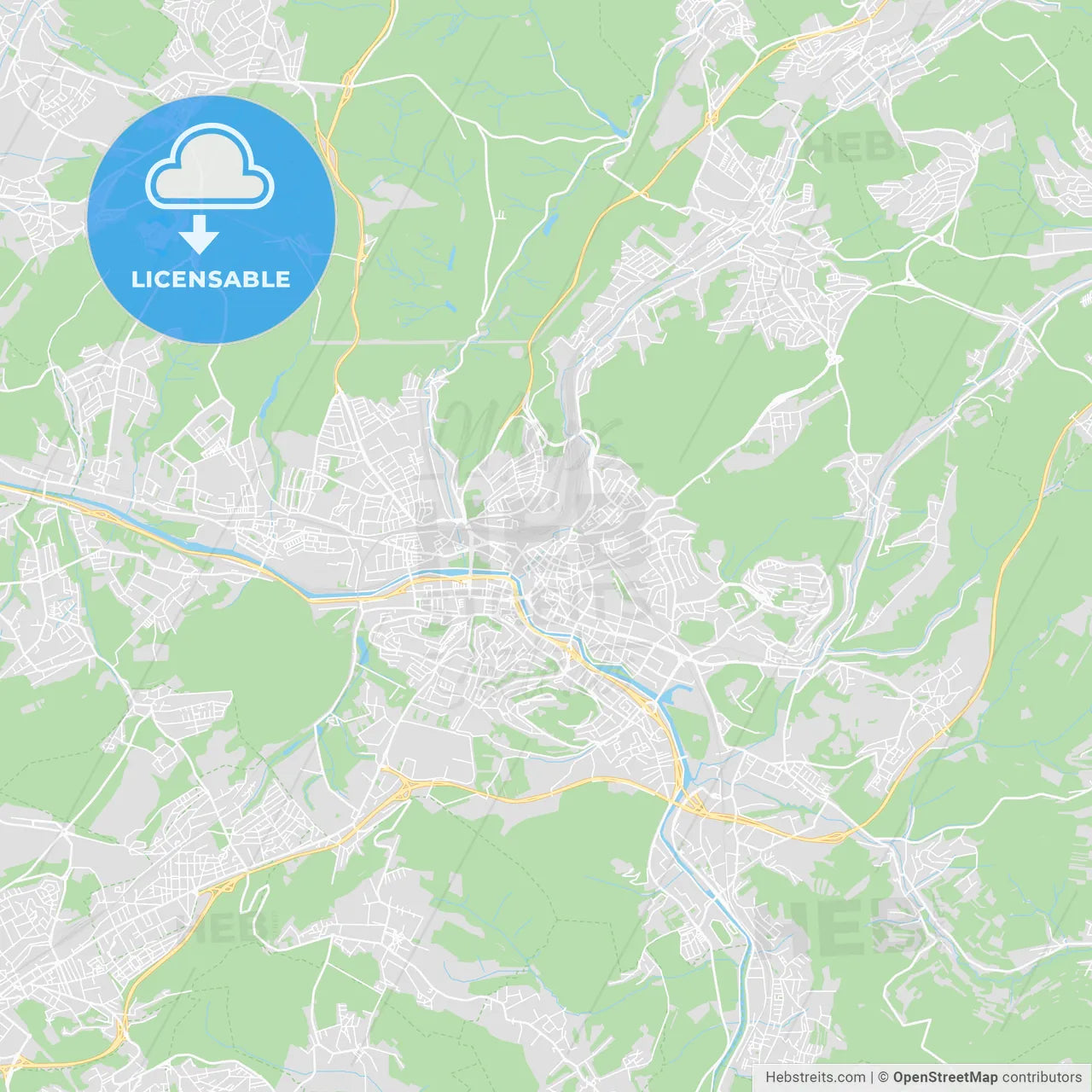 Saarbrucken, Germany printable street map