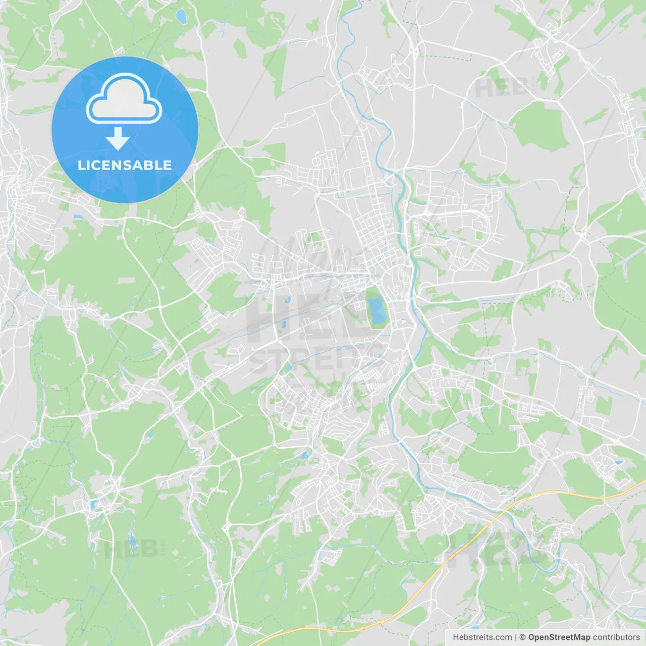 Zwickau, Germany printable street map