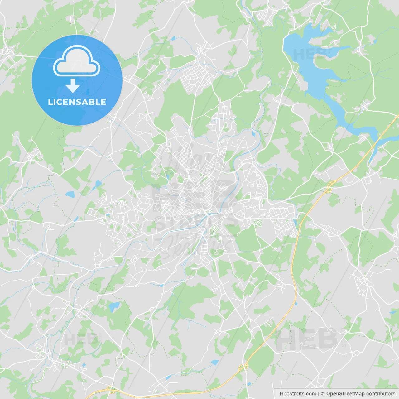 Plauen, Germany printable street map