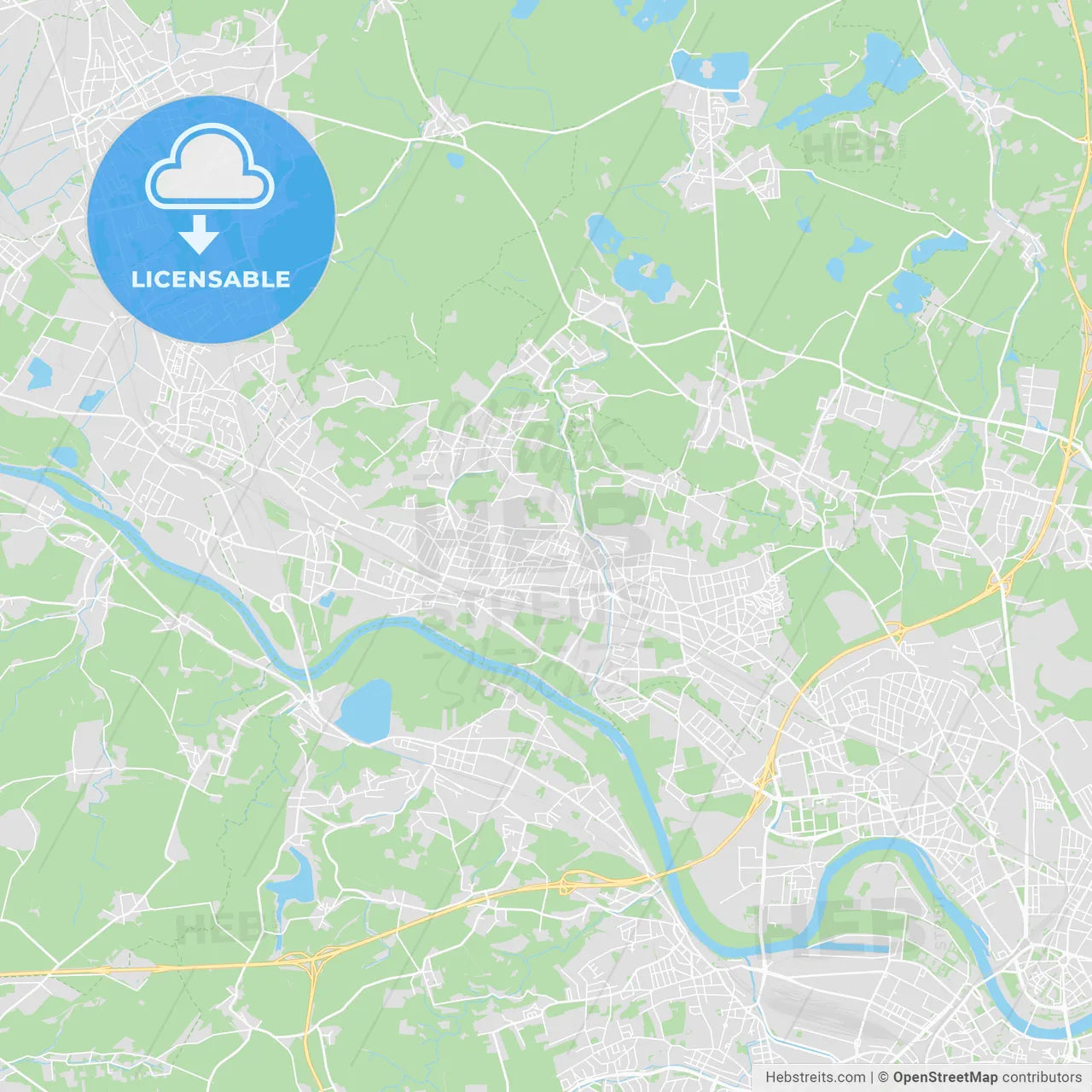 Radebeul, Germany printable street map
