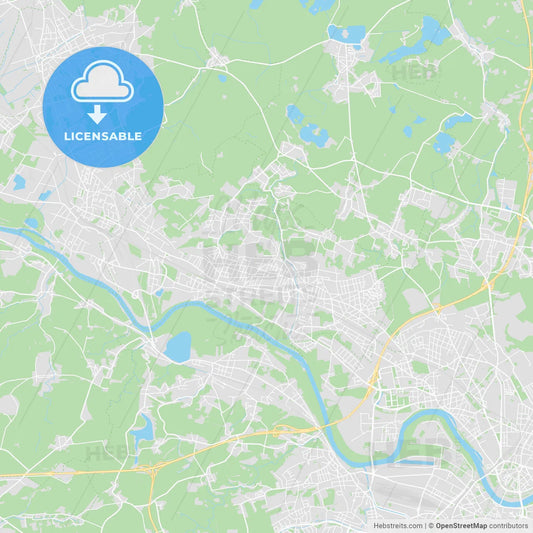 Radebeul, Germany printable street map
