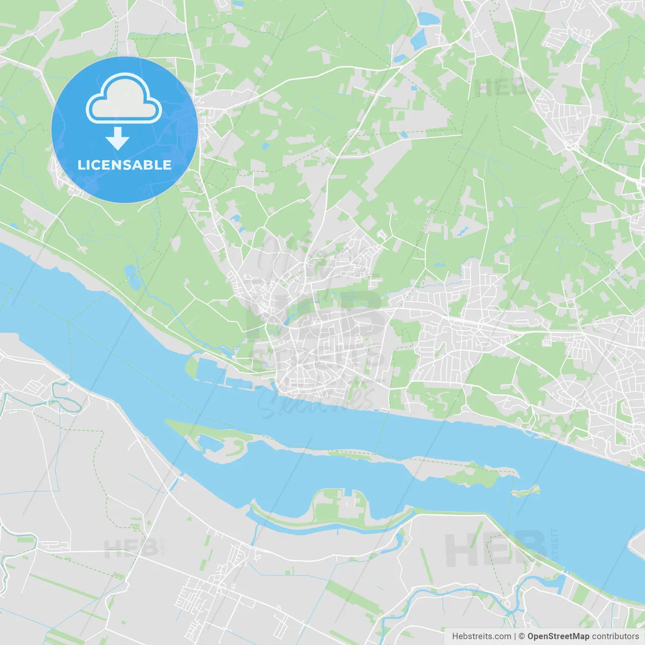 Wedel, Germany printable street map