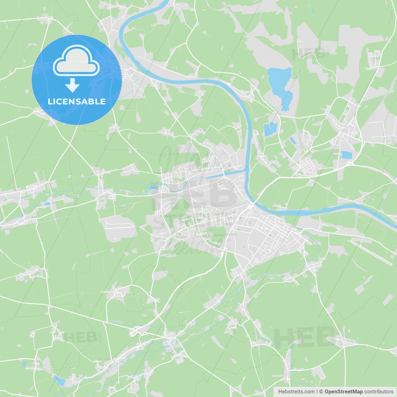 Riesa, Germany printable street map