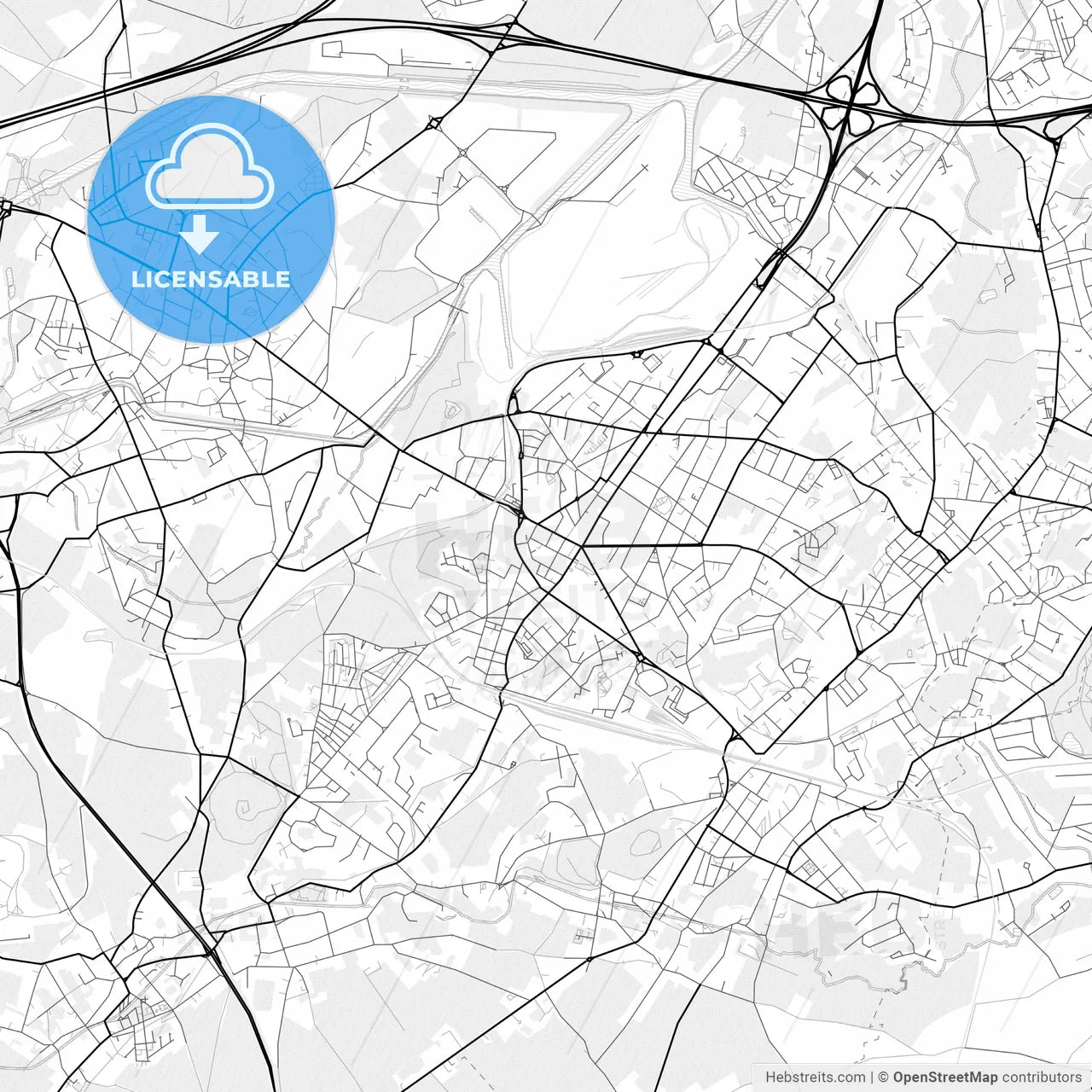 Vector PDF map of La Louvière, Belgium