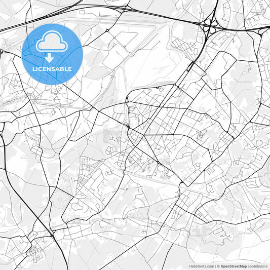 Vector PDF map of La Louvière, Belgium